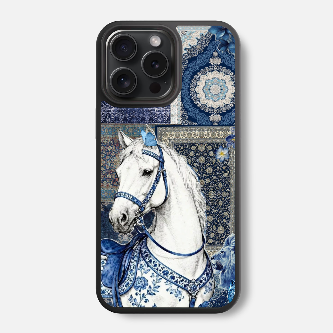Persian Azure Steed Glass Phone Case