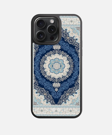 Navy Medallion Glass Phone Case