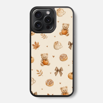Pumpkin Bear Blossom Glass Phone Case