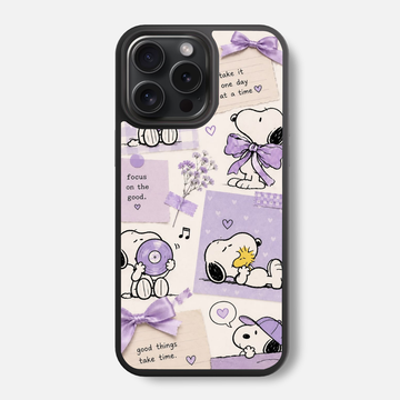 Lilac Snoopy Glass Phone Case