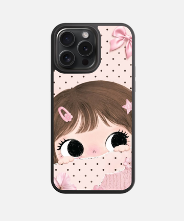 Pink Polka Peek Glass Phone Case