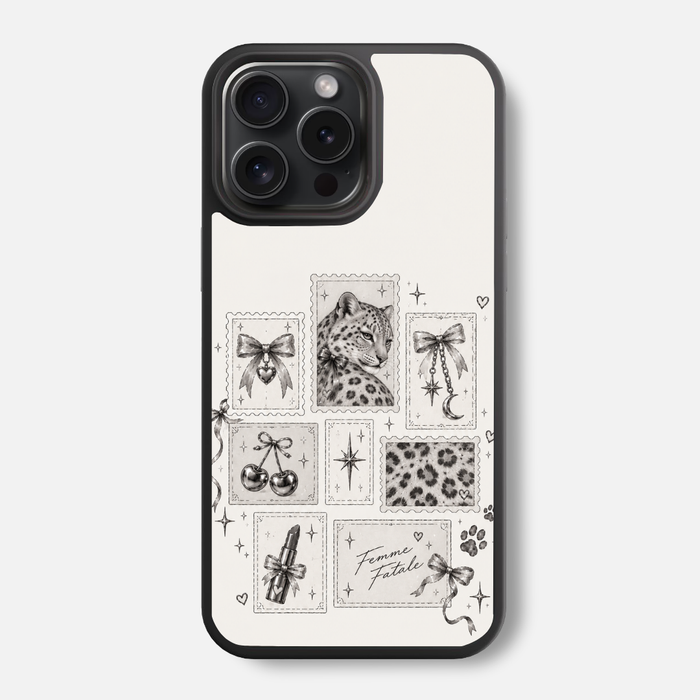 Femme Fatale Stamps Glass Phone Case