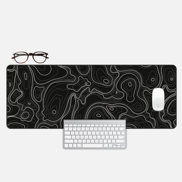Mono Contour Topography Desk Mat and Gaming Mouse Pad
