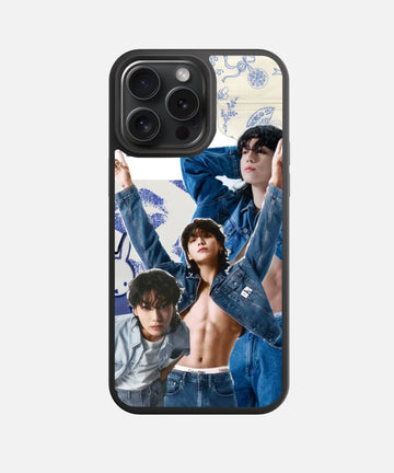 JK Blue Denim Glass Phone Case