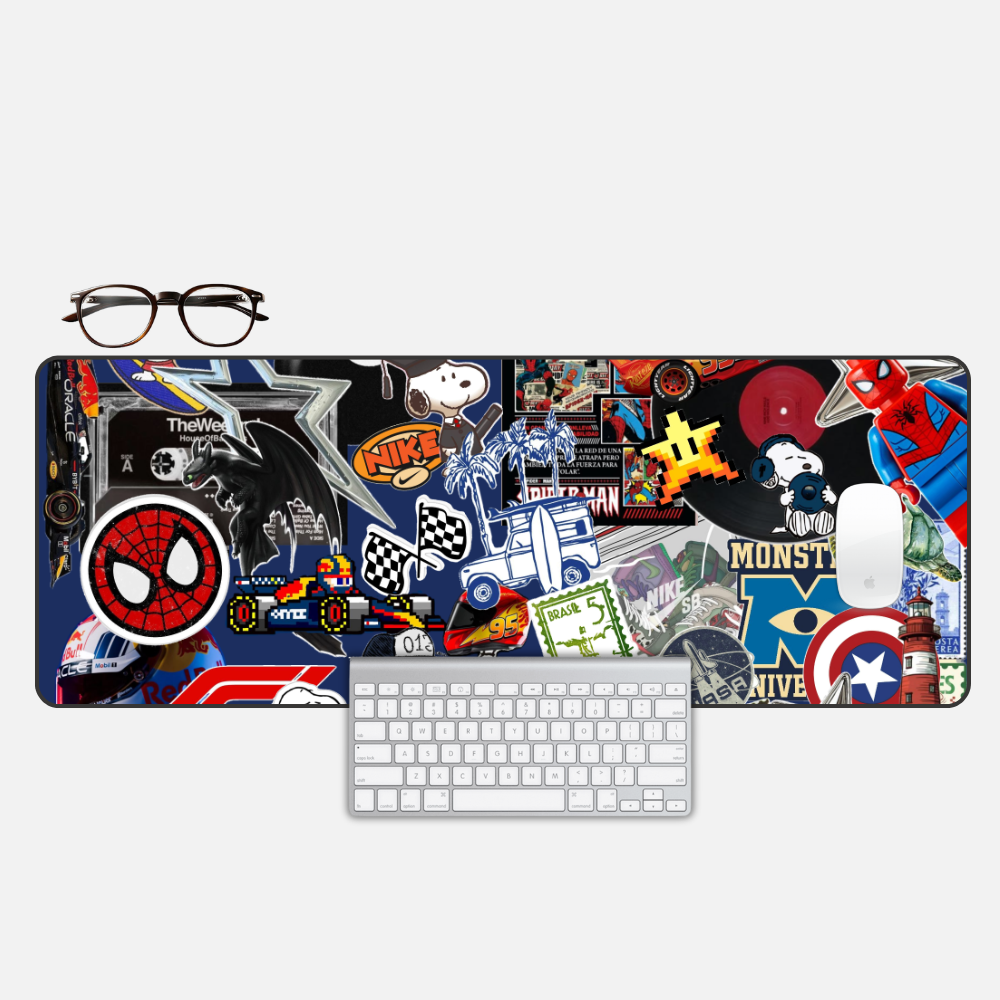 Pop Stickerbomb Desk Mat and Gaming Mouse Pad
