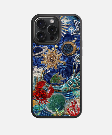 Blue Ocean Mosaic Collage Charm Glass Phone Case
