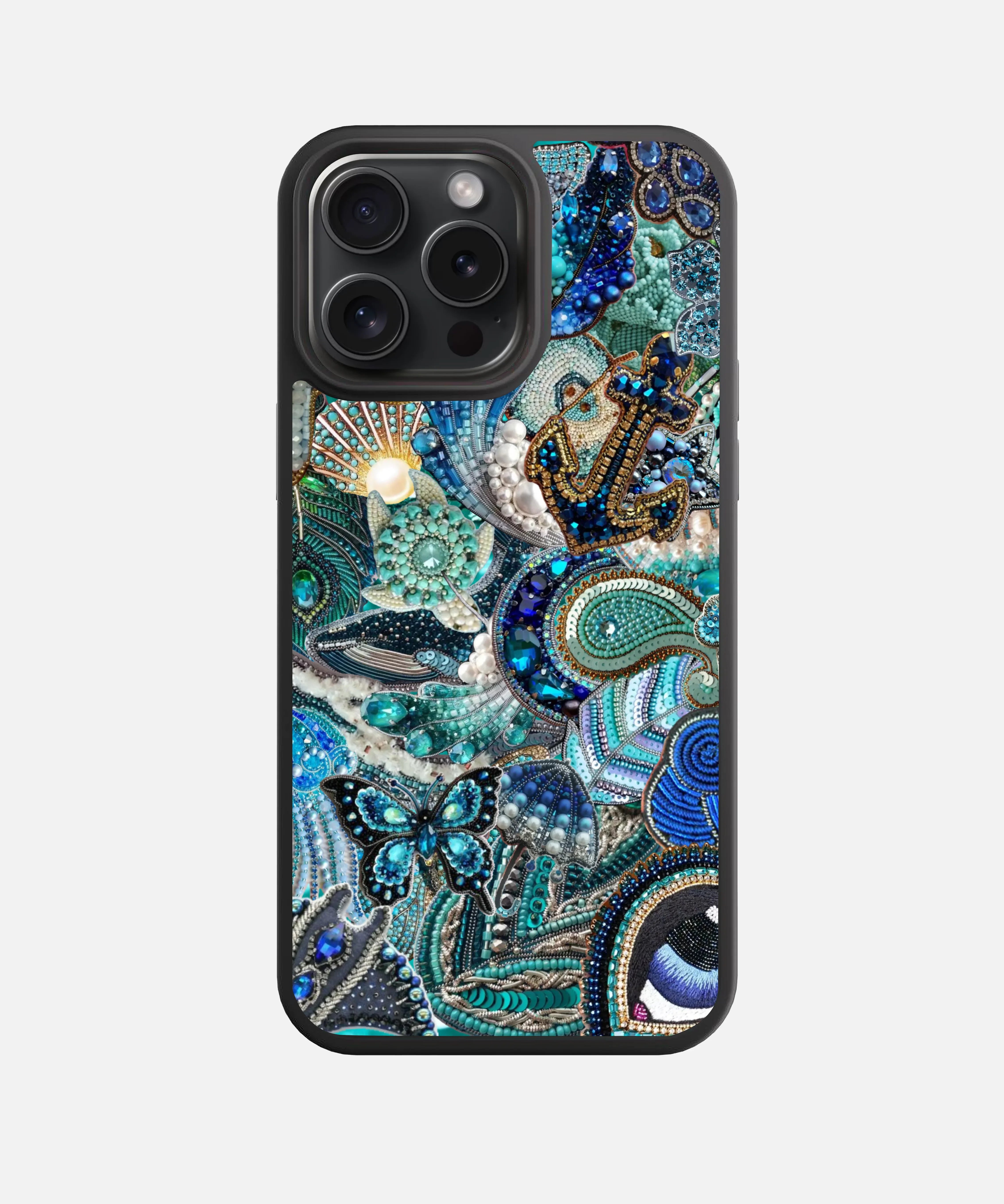 Oceans Treasures Embroidered Print Glass Phone Case