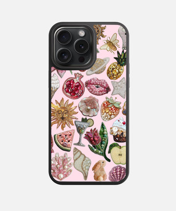 Rose Quartz Charm Collage Glass Phone Case