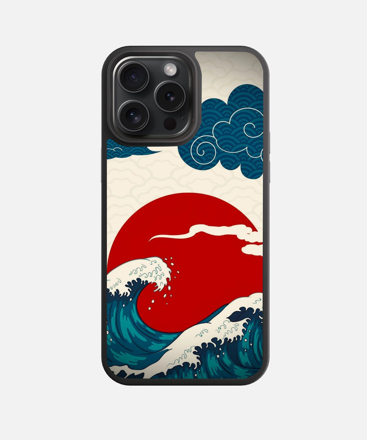 Japanese Wave Sunset Glass Phone Case